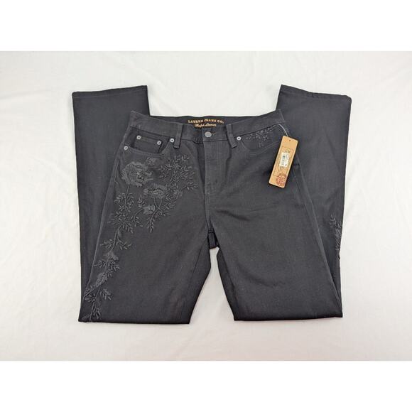 Lauren Ralph Lauren Manhattan Black Embroidered Jeans NWT size 4 MSRP‎ $139.00 - Picture 1 of 11